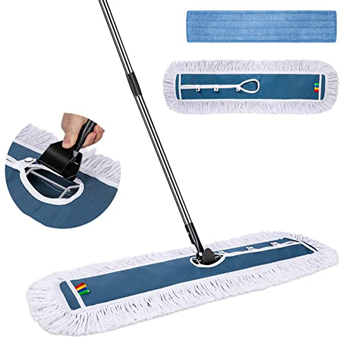 Almcmy Self Wringing Flat Mop, Floor Cleaning Mop with 52" Stainless Steel Handle & 6 PCS Microfiber Pads, Hand Free Washing Mop for Hardwood, Laminate, Tile Floor Cleaning