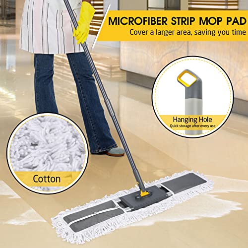 Almcmy Self Wringing Flat Mop, Floor Cleaning Mop with 52" Stainless Steel Handle & 6 PCS Microfiber Pads, Hand Free Washing Mop for Hardwood, Laminate, Tile Floor Cleaning