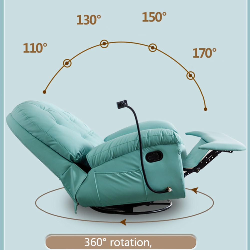 Single 360° Swivel Recliner Chair, Manual Glider Recliner Chair for Living Room Office Bedroom, Lazy Sofa Chair with Storage Bags and Cell Phone Holder,A