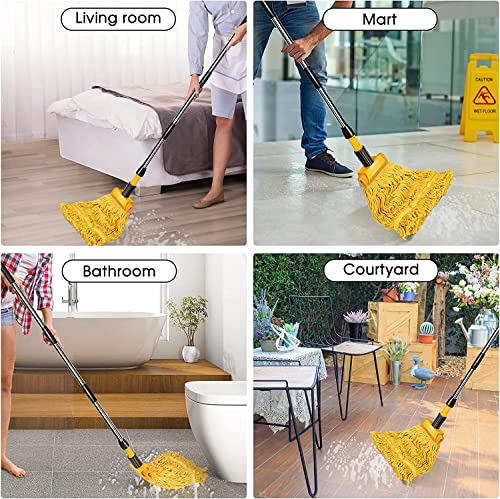 Almcmy Self Wringing Flat Mop, Floor Cleaning Mop with 52" Stainless Steel Handle & 6 PCS Microfiber Pads, Hand Free Washing Mop for Hardwood, Laminate, Tile Floor Cleaning