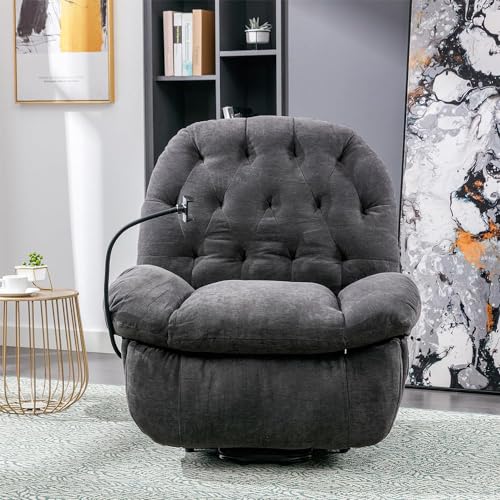 Recliner Chair With USB Charge Port And Cellphone Holder - Swivel Glider Lazy Sofa Chair For Nursery Living Room, Office Bedroom