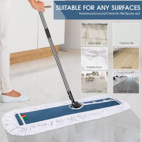 Almcmy Self Wringing Flat Mop, Floor Cleaning Mop with 52" Stainless Steel Handle & 6 PCS Microfiber Pads, Hand Free Washing Mop for Hardwood, Laminate, Tile Floor Cleaning