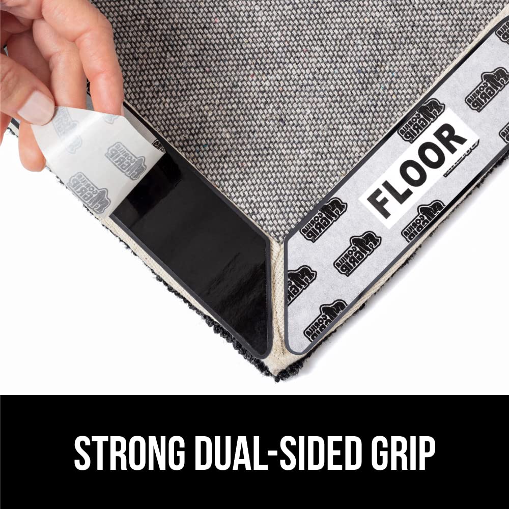 Gorilla Grip Rug Gripper, Carpet Sticky Pads for Curling Corners and Sides, Keeps Area Rugs in Place, Reusable Dual-Sided Pad Grips Floor Under Area Rugs, Holds Carpets Down on Hardwood Floors, 8 Pack