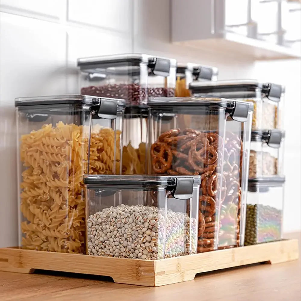 2~4pcs Stackable Acryl Food Storage Container Plastic Kitchen Noodle Box Multigrain Storage Tank Transparent Sealed Cans Quality