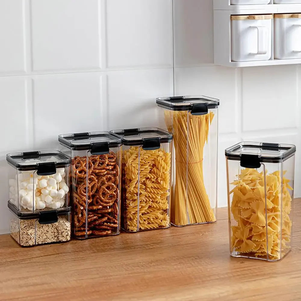 2~4pcs Stackable Acryl Food Storage Container Plastic Kitchen Noodle Box Multigrain Storage Tank Transparent Sealed Cans Quality