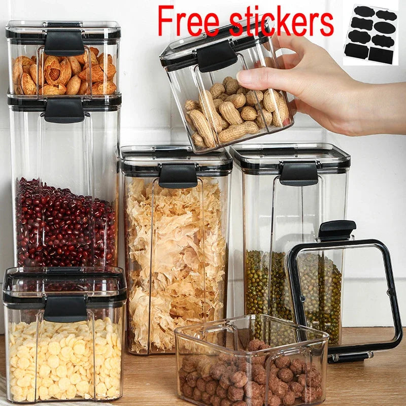 2~4pcs Stackable Acryl Food Storage Container Plastic Kitchen Noodle Box Multigrain Storage Tank Transparent Sealed Cans Quality