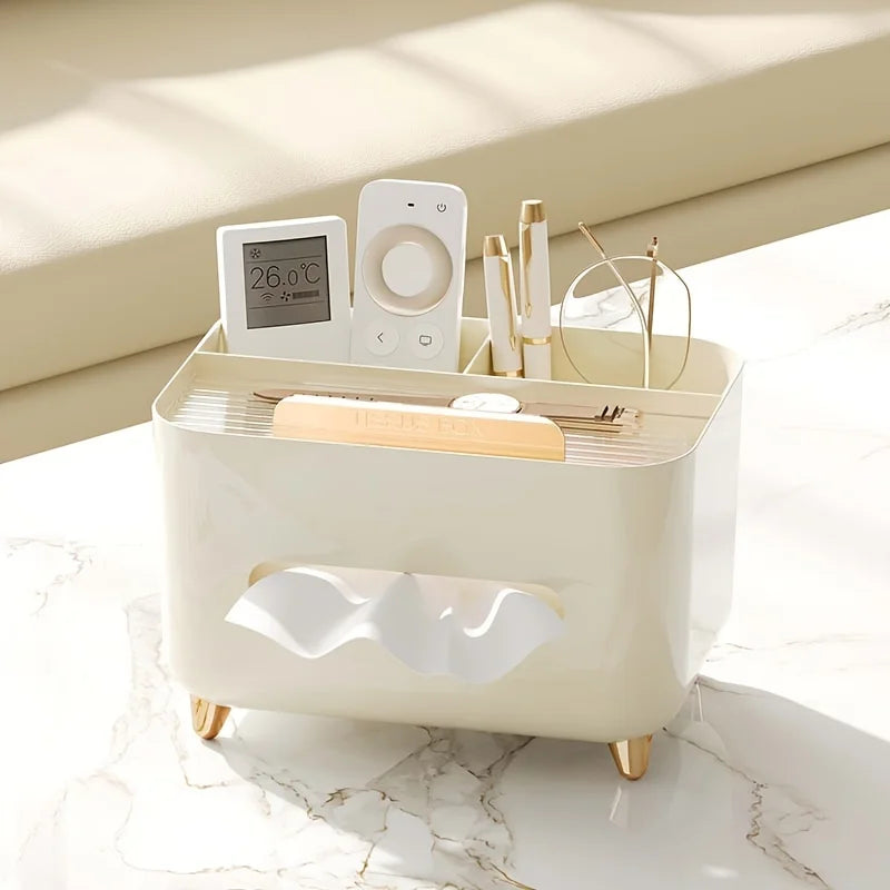 Multifunctional Tissue Box Living Room Tissue Case Desktop Organizer Remote Control Tissue Holder Luxury Paper Tissue Box Holder