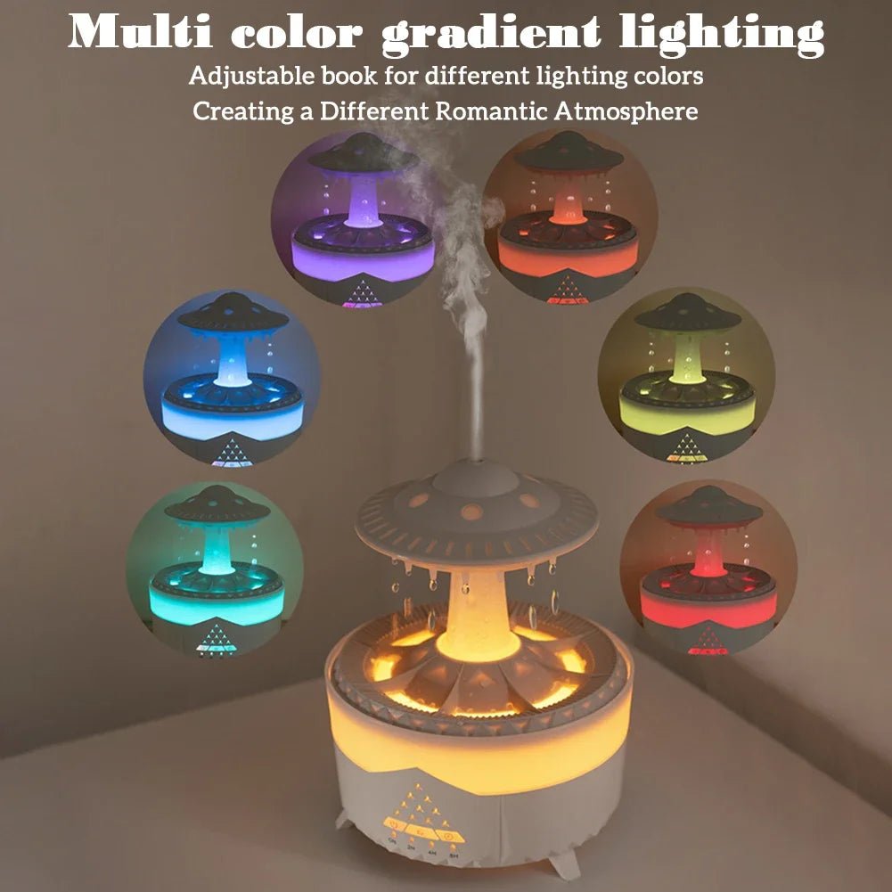 Smart Remote Air LED Humidifier Mushroom Rain Essential Oil Diffuser with Colorful Lights Raindrop Aroma Humidificador for Home